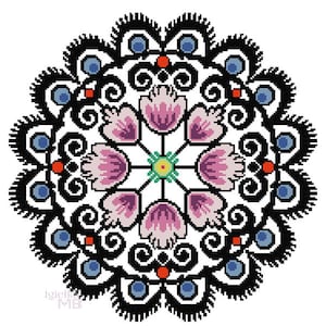 Folk Star Polish Folk Art digital pdf cross stitch pattern Polish Wycinanki Folk Mandala