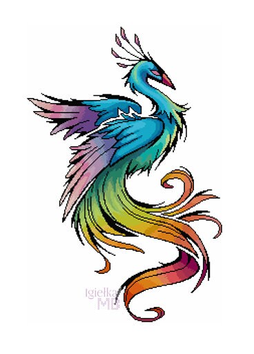 Phoenix Bird Cross Stitch Chart Pdf Pattern Mythical Beasts | Etsy