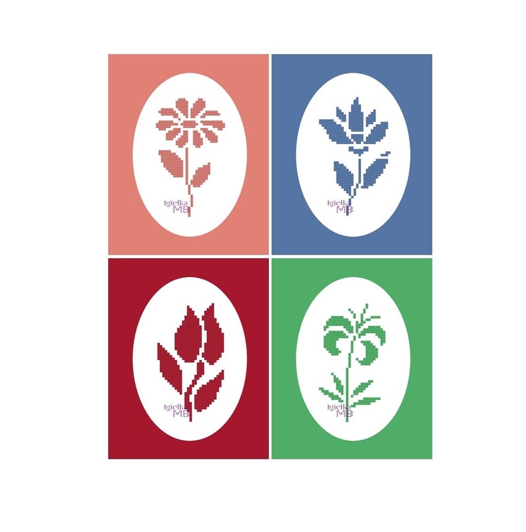 Decorative Flowers 1081 Instant Download Cross Stitch Chart Etsy