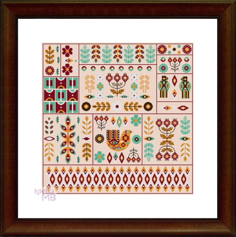 Folk Art Dream Sampler Cross Stitch Chart Pdf Pattern Digital - Etsy