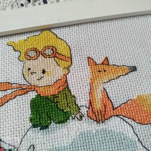 Little Prince 1. 2431 with the fox, cross stitch chart PDF pattern, Little Prince, moon, fox, a pilot, rose, gift image 3