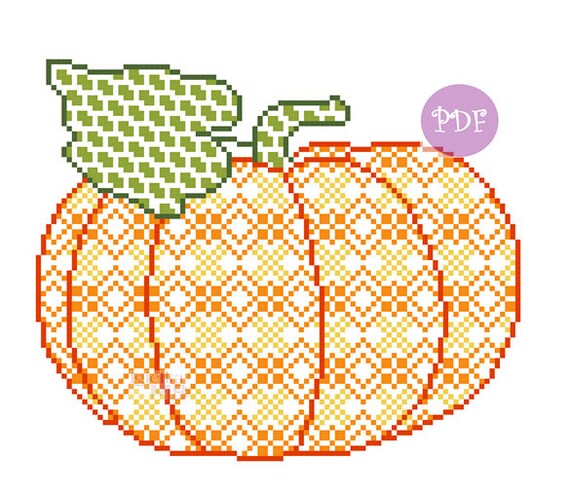 Patterned Pumpkin Cross Stitch Chart Digital Pdf Pattern - Etsy