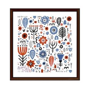 Scandinavian Meadow 2 (1282) cross stitch chart digital pdf pattern retro Scandinavian style woods forest friends Nordic home