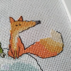 Little Prince 1. 2431 with the fox, cross stitch chart PDF pattern, Little Prince, moon, fox, a pilot, rose, gift image 4