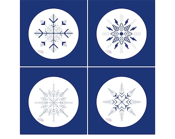 Snowflakes (2958)4 versions cross stitch chart digital PDF pattern,winter,wintertime, snow, flurry festive Nordic frost christmas,Snowflakes