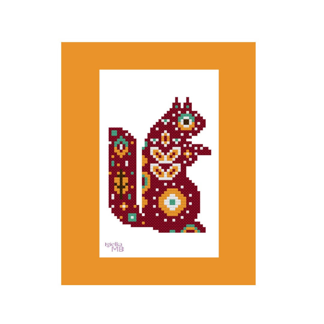 Folk Art Forest Friendssquirrel2296cross Stitch Chart Pdf Download