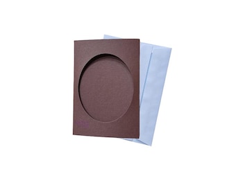 Dark Brown Aperture Cards for Cross Stitch – Oval Window, Paper Cards with Envelopes