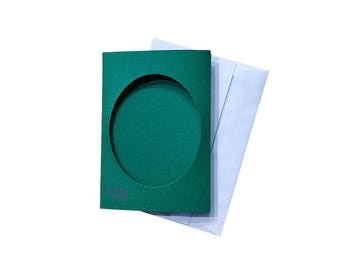DONKERGROEN: drievoudige diafragmakaarten voor kruissteek: 4,13 x 5,90 inch (10,5 x 15 cm)