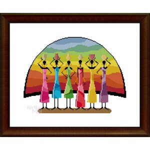African women (1350) women african dress color africa cross stitch pdf pattern digital cross stitch chart