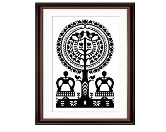 Polish Folk Art Cross Stitch Pattern: Womenfolk Tree of Life (Digital Download)