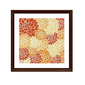 Orange Dahlias (2108.3)Stitching Mindfulness relaxing floral cross stitch pattern birthday present floral decoration modern cross stitch