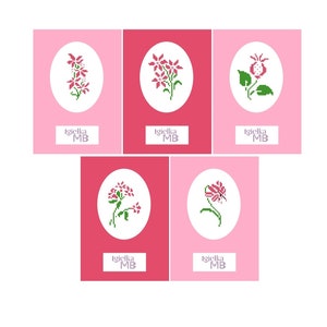Floral Delights (2058) Kreuzstich digitale pdf Muster sofortiger Download chic romantisch Vintage stilvolle Geburtstagskarten gezählt