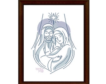 Holy Family (2367) cross stitch chart digital pdf pattern Jesus, Mary, Joseph, religious