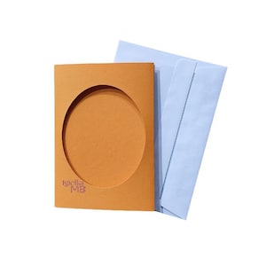 10xOrange -Three Fold Aperture Cards for Cross Stitch 4.13 x 5.90 In(10,5x15cm)with OVAL window 3.34 x 4,13 in (8,5x10,5cm)CrossStitchCards