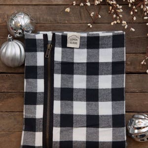 Black and White Buffalo Plaid Zipper Scarf image 4