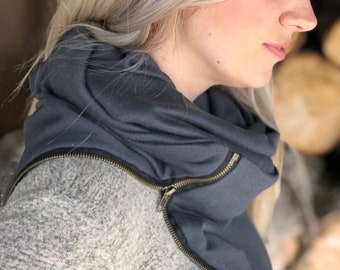 Slate Zipper Scarf