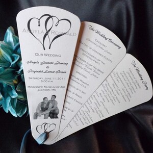Itinerario de ceremonia, Fans del programa de bodas I Heart You, Programas de fanáticos de pétalos personalizados, Programa de bodas con fotografías personalizadas, Tarjetas de itinerario de bodas