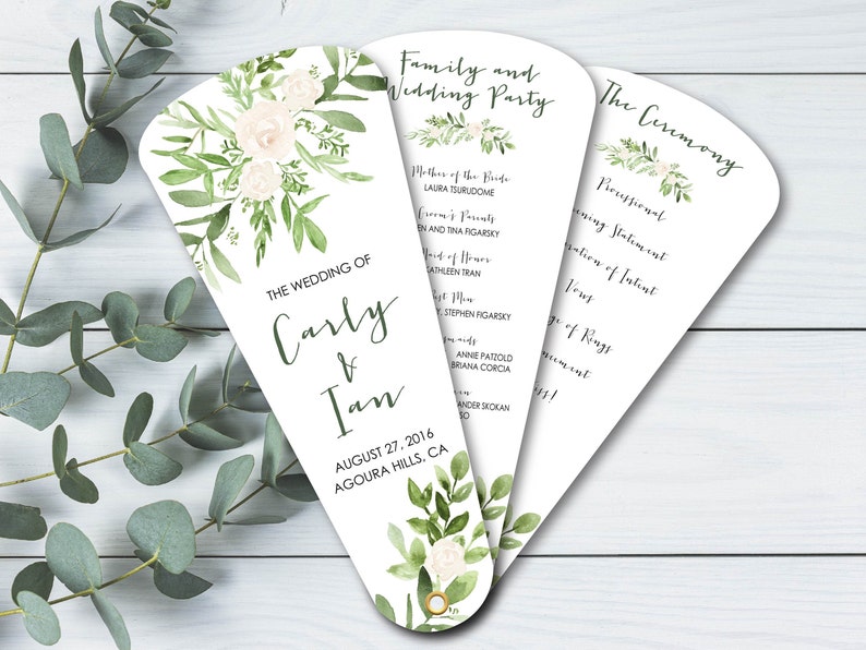 Rustic Floral Petal Fan Programs, Wedding Ceremony Fan Programs, Farmhouse Wedding, Custom Program Fans image 1