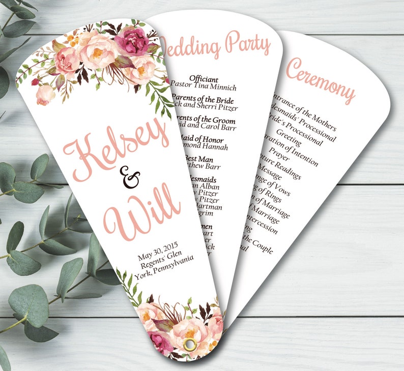 Bohemian Chic Wedding Program Fans Petal Fan Programs Floral Wedding Fan Fan Programs Bohemian Chic Floral