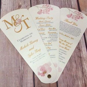 Elegant Script Wedding Program Fans, Custom Petal Fan Programs, Watercolor Ceremony Itinerary, Modern Wedding Decor