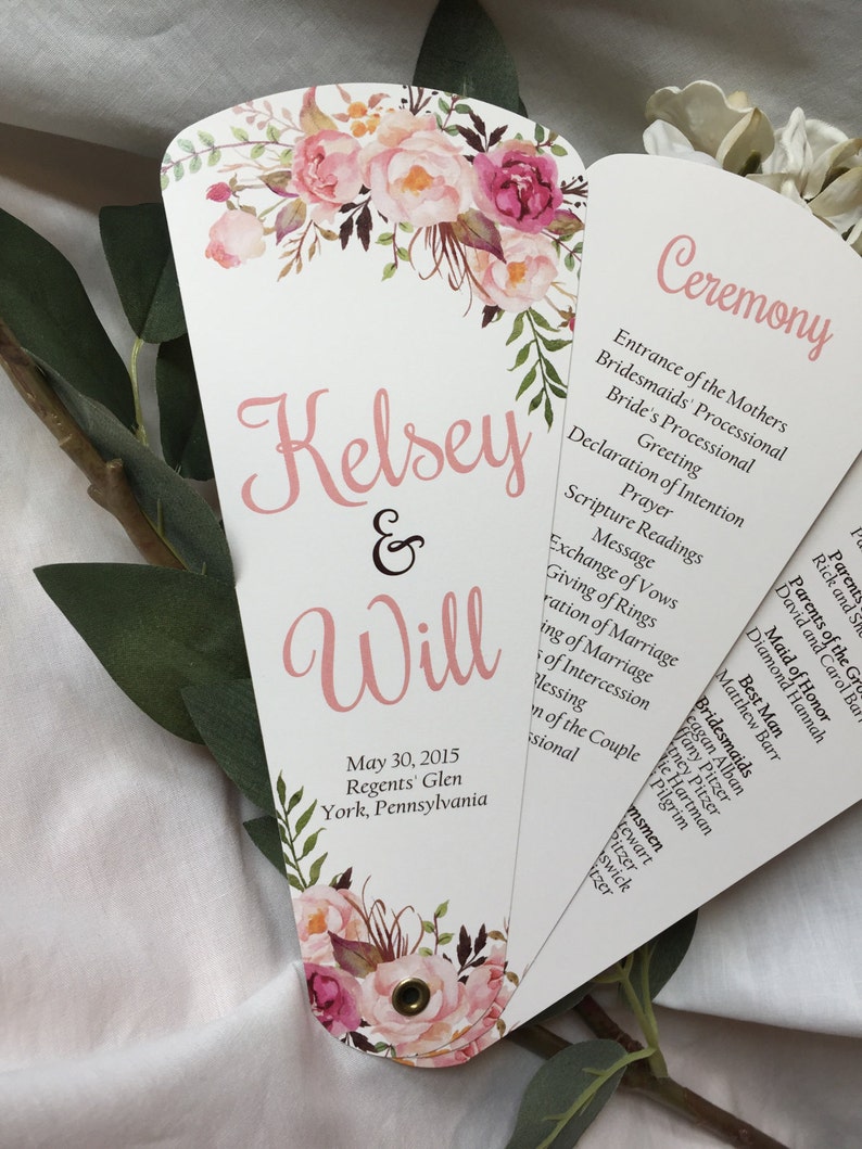 Bohemian Chic Wedding Program Fans Petal Fan Programs Floral Wedding Fan Fan Programs Bohemian Chic Floral