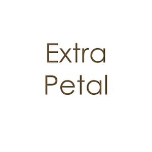 May include: Extra Petal, a brown text graphic with the words "Extra Petal" in a simple sans-serif font.
