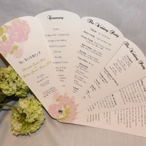 Hydrangea Wedding Program Fans, Spring Wedding Petal Fan Programs, Summer Florals Fan Programs, Garden Wedding - Elegant Hydrangea