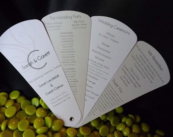 Modern Swirls Wedding Program Fans, Wedding Ceremony Petal Fan Programs, Minimalist Wedding Accessories