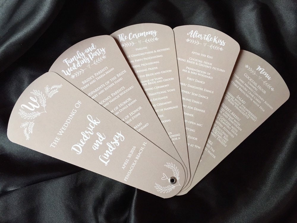 Ceremony Itinerary, Classic Formal Wedding Program Fans, Black Tie Fan Programs, Minimalist Wedding Decor, Custom Ceremony Itinerary