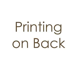 Könnte beinhalten: Brauner Text auf weißem Hintergrund mit der Aufschrift "Druck auf der Rückseite".