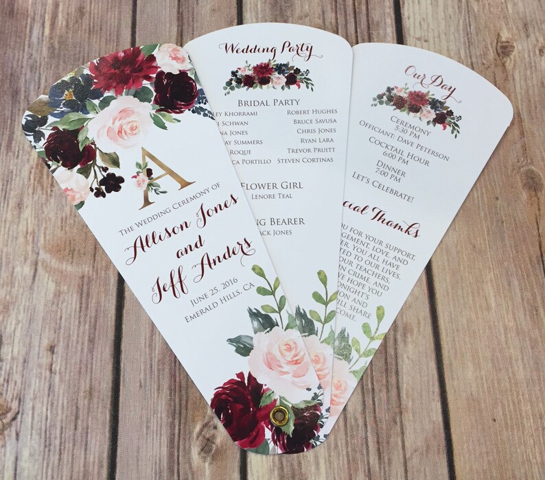 Wedding Program Fans Petal Fan Programs Fan Programs Etsy