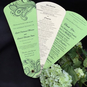 Paisley Wedding Program Fans, Summer Wedding Petal Fan Programs, Indian Wedding Fan Programs - Intricate Paisley