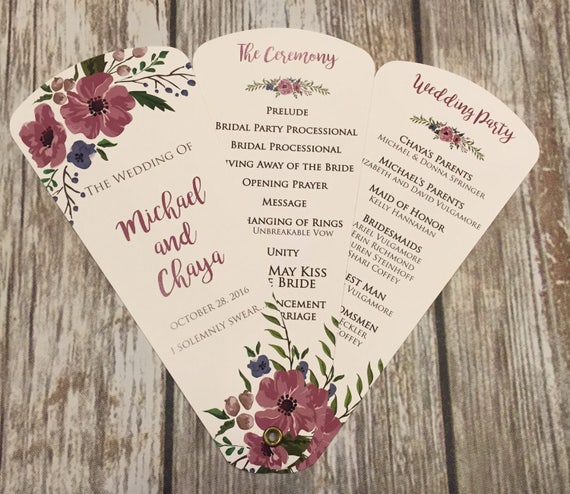 Wedding Program Fans Petal Fan Programs Fan Programs Etsy