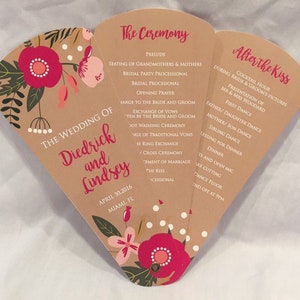 Wedding Program Fans, Petal Fan Programs, Fan Programs - Dramatic Floral