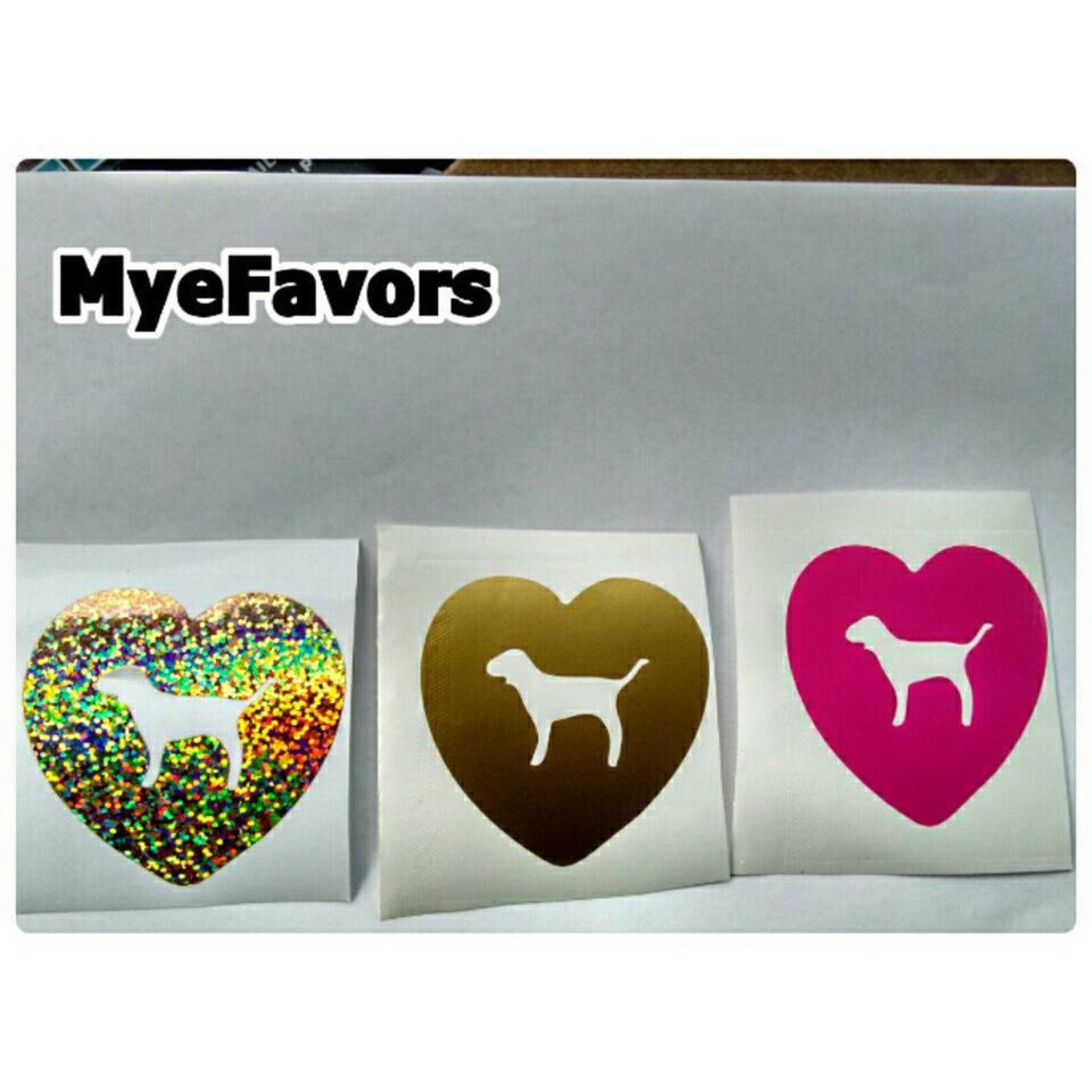 Victoria Secret Heart Shape Vinyl Stickers with Dog for your Etsy