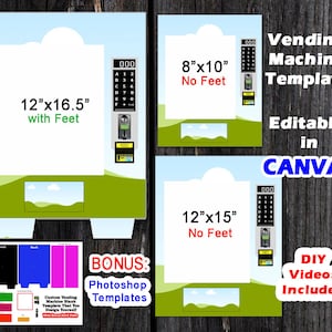 12&quot;x16&quot; Vending Machine - w/ Feet - Editable in Canva & Photoshop - Instant Download - Digital File in PNG Zip PDF - Easter Basket DIY Video