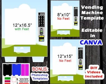 12 "x16" Verkaufsautomat - mit Füßen - Bearbeitbar in Canva & Photoshop - Sofortiger Download - Digitale Datei in PNG Zip PDF - Osterkorb DIY Video