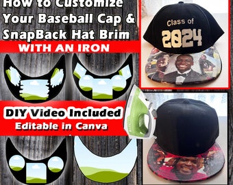 Video und Vorlage für Baseball Cap Bill – Rückenband – PNG-Sofort-Download – Link zum DIY-Video enthalten So passen Sie Ihre Hutkrempe an – PSD