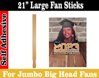 MyeFavors Long Wooden 21 inch Craft Sticks Natural Craft Brown for 3ft Jumbo Custom Graduation Big Head Fans - Epoxy Paint Sticks - Standees