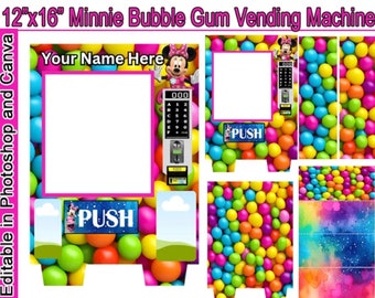 12 "x 16" Minnie Bubble Gum Osterkorb-Verkaufsautomat - mit vollständigem DIY-Video - Vorlage enthalten - Sofortiger Download - Osterkorb-Ideen."