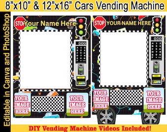 8 "x 10" und 12 "x 16" Autos Osterkorb Automaten Vorlagen - Bearbeitbar in Canva und Photoshop - PNG Zip PSD - DIY Videos sind ebenfalls enthalten
