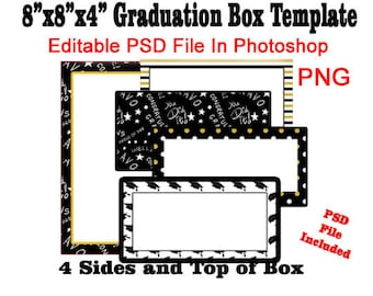 2023 bearbeitbare PSD Graduierung Geschenkbox - sofortiger digitaler Download - fügen Sie Ihren eigenen Text Bild Namen hinzu - Grad Gift Box Vorlage Photoshop PNG
