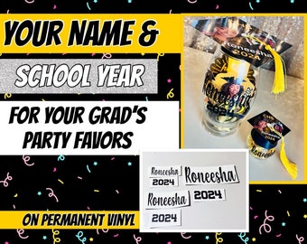 Class of 2024 Custom Vinyl Decals for Centerpieces Party Favors Gift Boxes and Bags