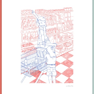 Supermarket - 2 Colour Riso Print / Bright and Colourful