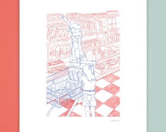 Supermercado - Impresión Riso a 2 colores / Brillante y colorida