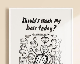 Should I Wash My Hair Today? Art Print | Funny bathroom art | gift for friend | salon art | hair stylist art | salon decor | bathroom print