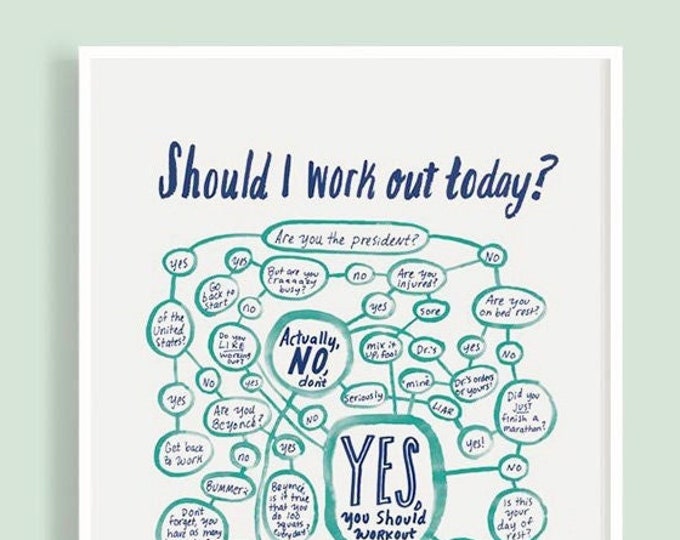 Should I Work Out Today? Art Print | Funny exercise art | Gift for friend | Fitness motivation | Working out art print