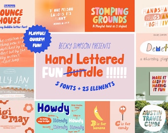 Playful Hand Lettered Font Bundle