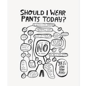 Should I Wear Pants Art Print Funny art gift for friend no pants getting dressed ootd fashion blogger art anti influencer image 2