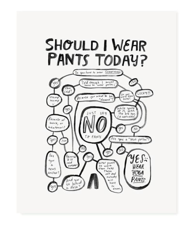 Should I Wear Pants Art Print Funny art gift for friend no pants getting dressed ootd fashion blogger art anti influencer image 2